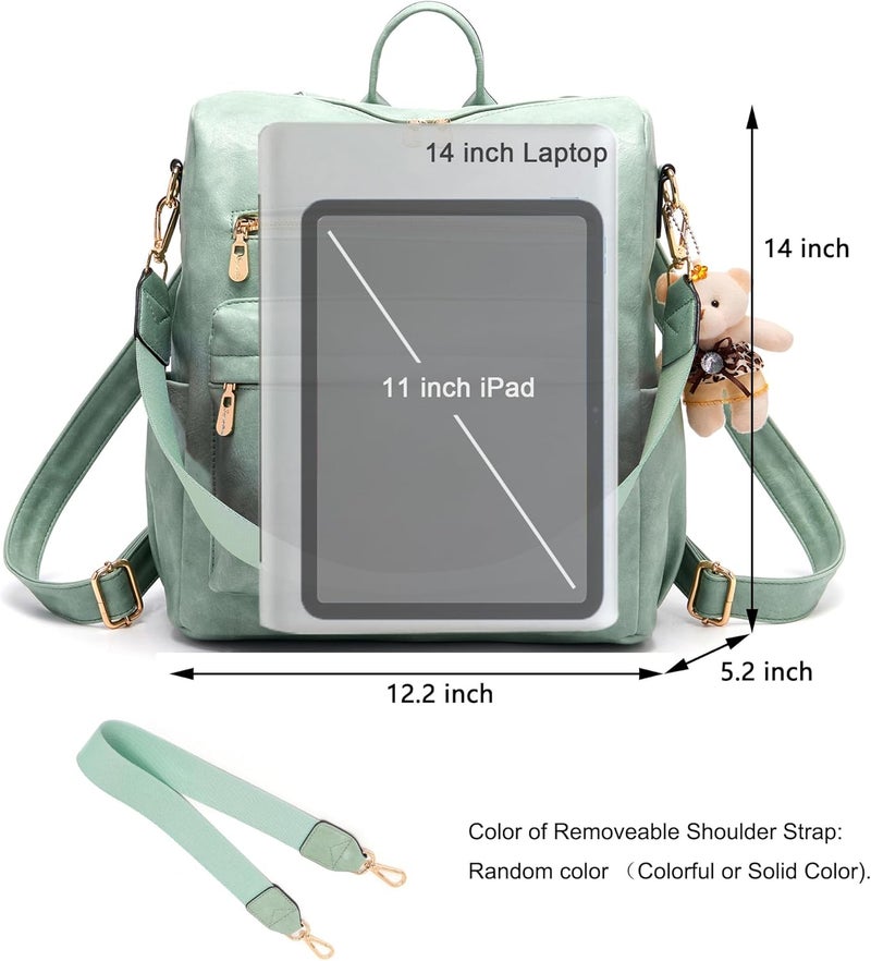 Soperwillton Women Backpack Purse Multipurpose Design Handbags Shoulder Bag PU Leather Travel bag Backpack Set 2pcs - Image 5